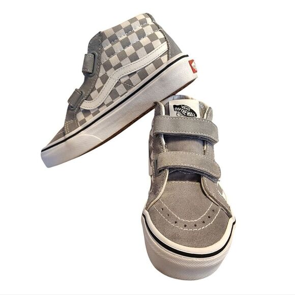 Vans Tradewinds Grey Sk8 Mid Reissue V Checkerboard Sneakers Kids 1.5 - Picture 14 of 16
